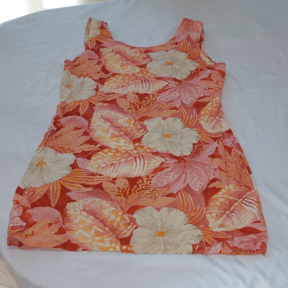 Ron Jon Surf Shop Foral Sleeveless Dress in Pink,Cream And Orange. Size S